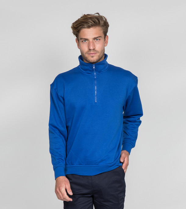 sweat-shirt personnalisable col zippé bleu royal