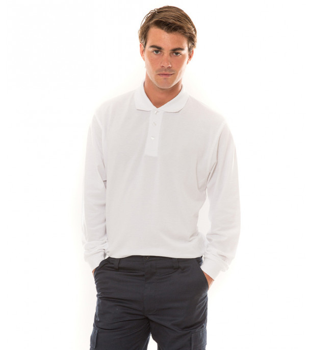 polo personnalisable  manches longues  blanc